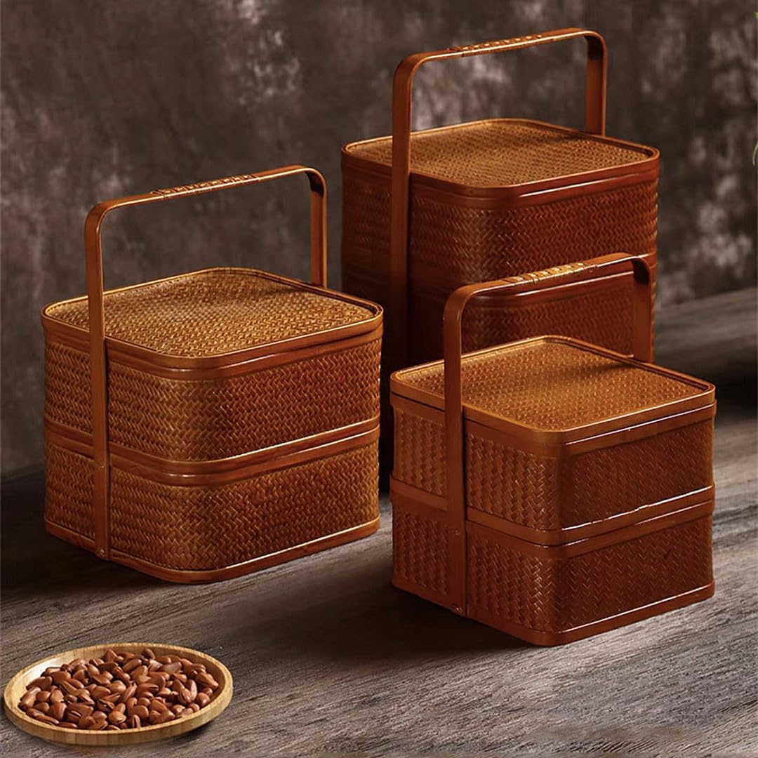 ピクニックバスケット網赤い用品竹編み卵かご果物買い物かごテーブルの上のスナッF ピクニックバスケット網赤い用品竹編み卵かご果物買い物かごテーブルの